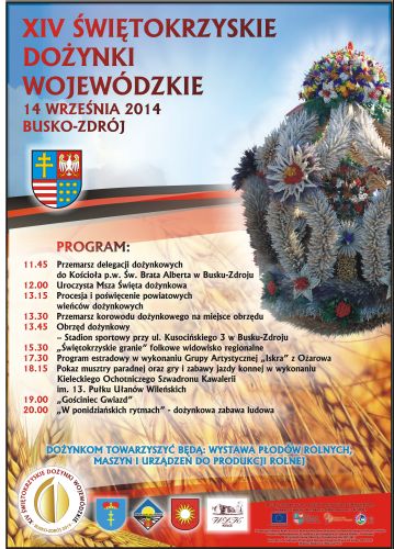 XIV Świętokrzyskie Dożynki Wojewódzkie. W niedzielę zapraszamy do Buska-Zdroju