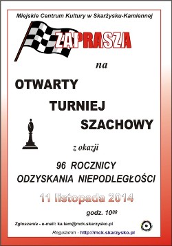 Turniej Szachowy z okazji 96 rocznicy odzyskania niepodległości w Skarżysku – Kamiennej