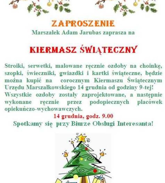 Kiermasz świąteczny w Urzędzie Marszałkowskim &#8211; 14 grudnia