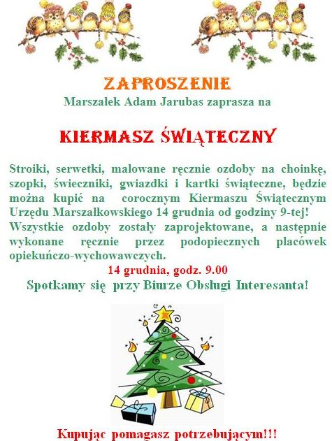 Kiermasz świąteczny w Urzędzie Marszałkowskim – 14 grudnia
