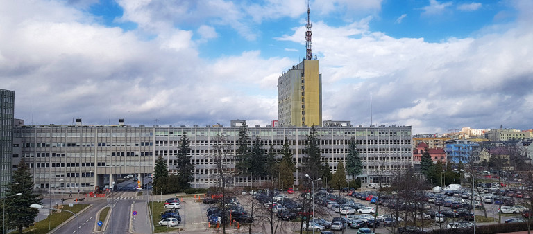 Budynek Główny Urzędu Marszałkowskiego Województwa Świętokrzyskiego. Widok z lotu ptaka