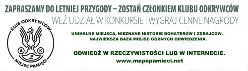 Baner druga edycja konkursu Klub Odkrywców Miejsc Pamięci