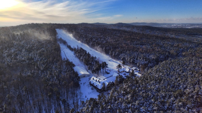 A ski slope in the winter