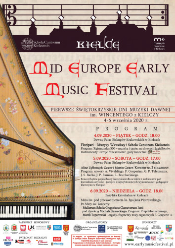 Plakat promujący Mid-Europe Early Music Festival - Pierwsze Świętokrzyskie Dni Muzyki Dawnej