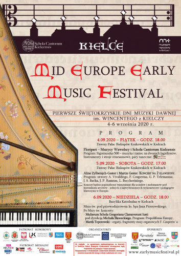 Plakat promujący Mid-Europe Early Music Festival - Pierwsze Świętokrzyskie Dni Muzyki Dawnej