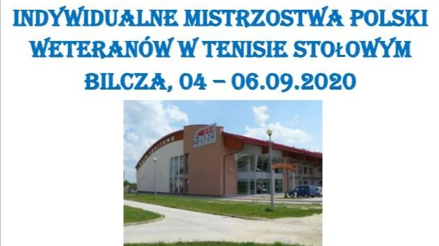 Plakat promujący Indywidualne Mistrzostwa Polski Weteranów w Tenisie Stołowym