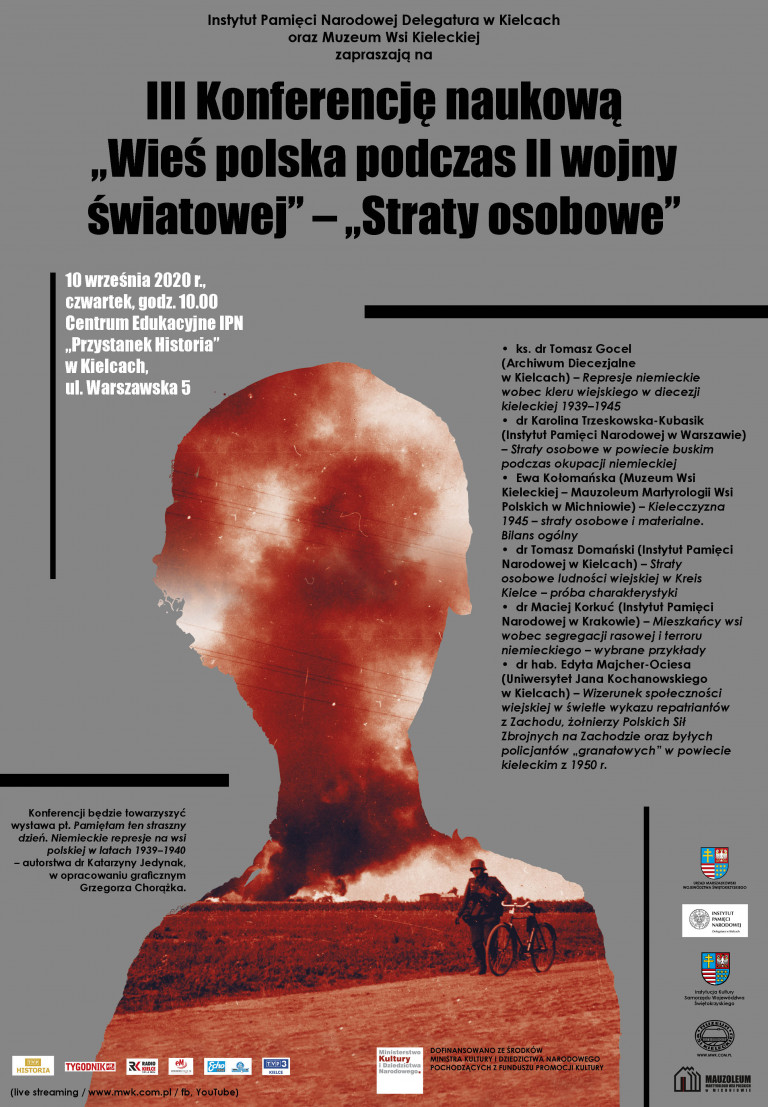 Plakat promujący konferencję „Wieś polska podczas II wojny światowej - Straty osobowe"
