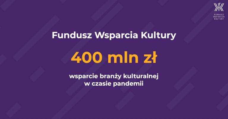 Fundusz Wsparcia Kultury. 400 mln zł. Wsparcie branży kulturalnej w czasie pandemii