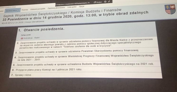 Komisja Budżetu I Finansów Zdjęcie Planszy Z Posiedzenia