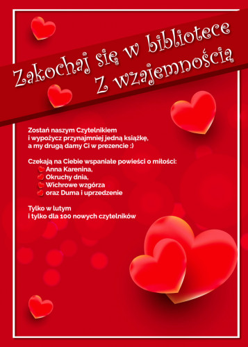 Walentynkowy Plakat Akcji w Wojewódzkiej Bibliotece Publicznej W Kielcach