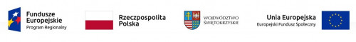 Logotypy funduszy europejskich, Unii Europejskiej, Flaga Polski, Herb Województwa świętokrzyskiego