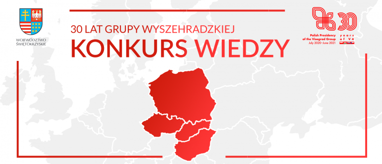 Grafika promująca 30 Lat Grupy Wyszehradzkiej i Konkurs Wiedzy o niej