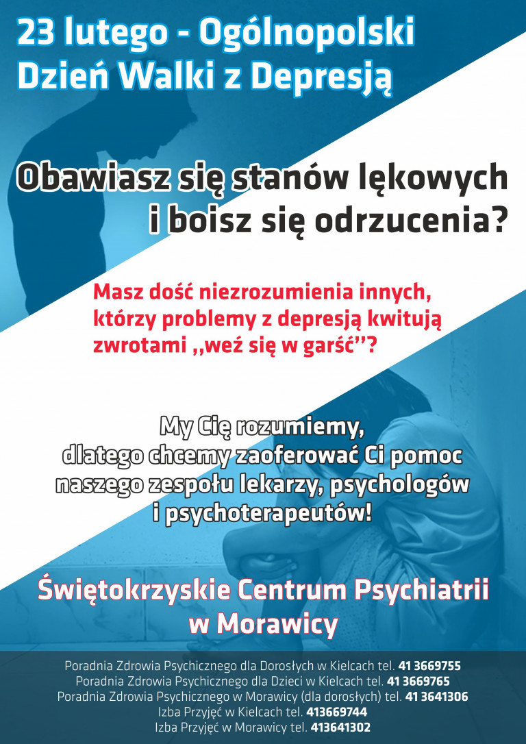 Plakat Promujący Akcję Świętokrzyskiego Centrum Psychiatrii W Morawicy Z Okazji Ogólnopolskiego Dnia Walki Z Depresją