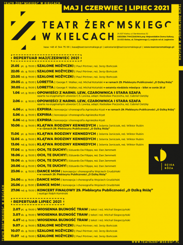 Repertuar Teatru Im. Żeromskiego Na Maj, Czerwiec I Lipiec 2021 Rok