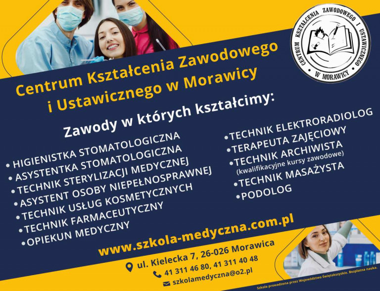 Plakat. Rekrutacja do Centrum Kształcenia Zawodowego i Ustawicznego w Morawicy