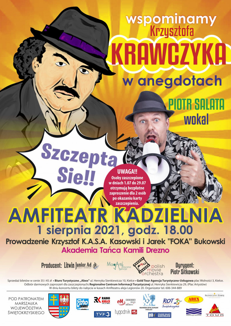 Szczepta Sie! Kolorowy plakat z ilustracją Krzysztofa Krawczyka