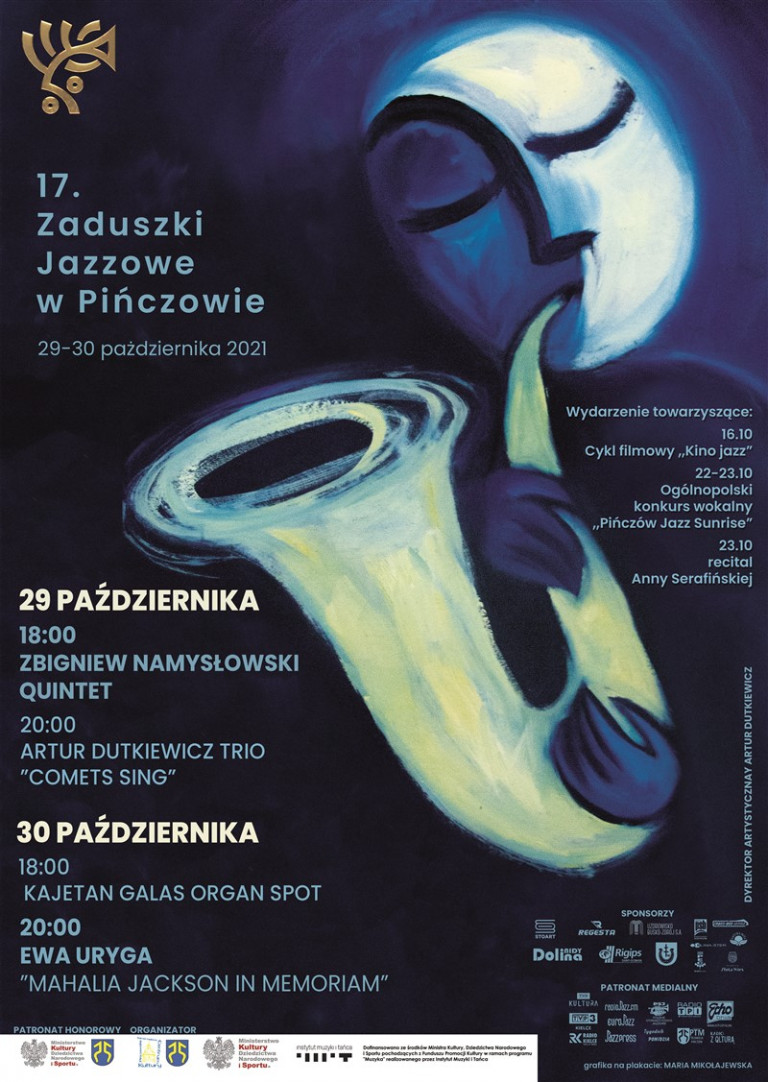 Plakat promujący Siedemnaste Zaduszki Dżezowe w Pińczowie