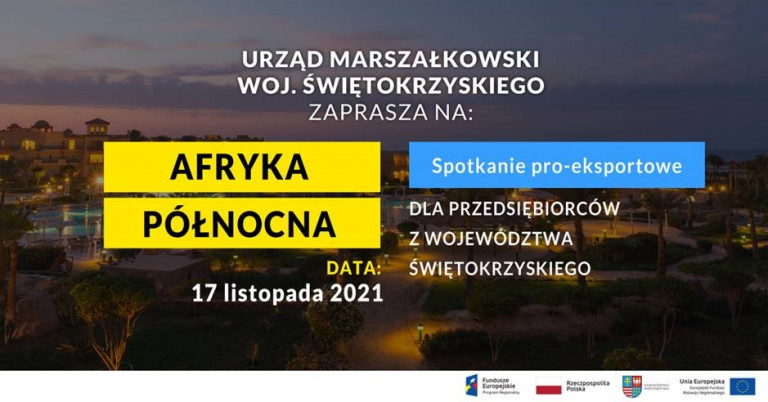 Banner: Urząd Marszałkowski Województwa Świętokrzyskiego zaprasza na Spotkanie Proeksportowe Dla Przedsiębiorców Z Województwa świętokrzyskiego
