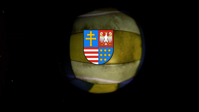 Grafika -piłka z umieszczonym na niej herbem województwa świętokrzyskiego