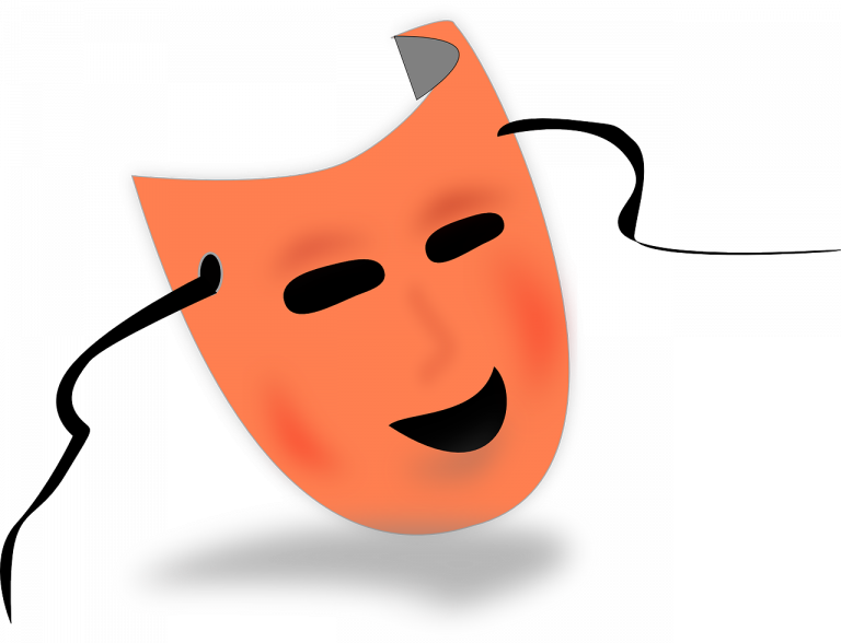 Maska Teatralna W Kolorze Pomarańczowym