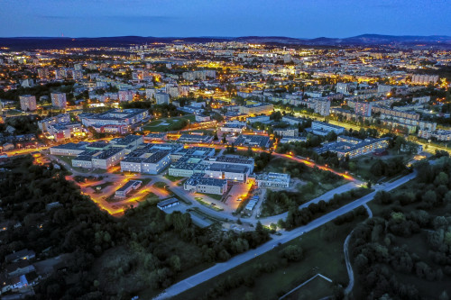 centrum onkologii budynki widoczne z lotu ptaka