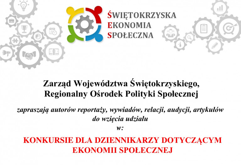 Plakat Konkursu Dla Dziennikarzy Dotyczący Ekonomii Społecznej