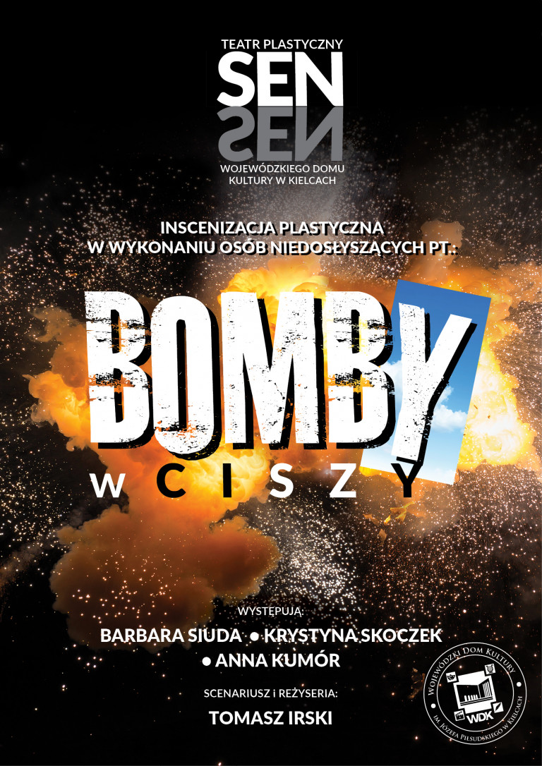 Plakat Na Czarnym Tle Biały Napis Bomba.