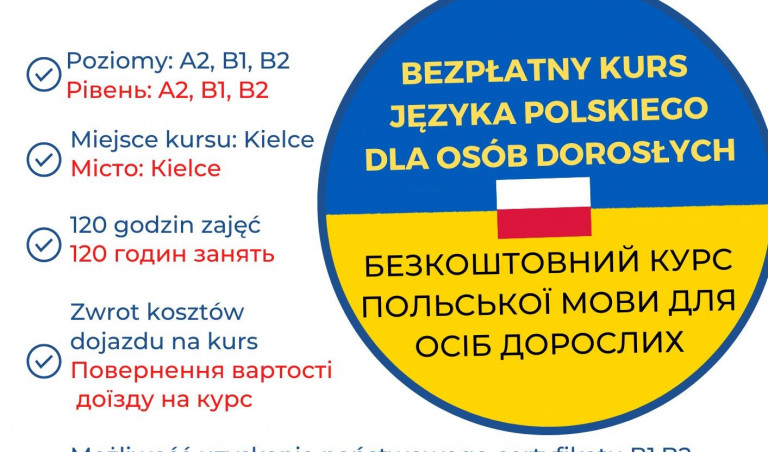 Poziomy Plakat Bezpłatnego Kursu Języka Polskiego