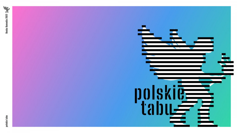 Plakat Boska Komedia Błękitne Tło I Nazwa Festiwalu