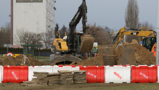 Plac Budowy Drogi Na Którym Stoi Koparka