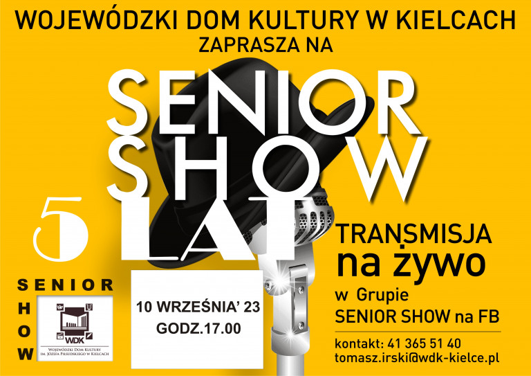 Napis Senior Show 5 Lat Na żółtym Tle