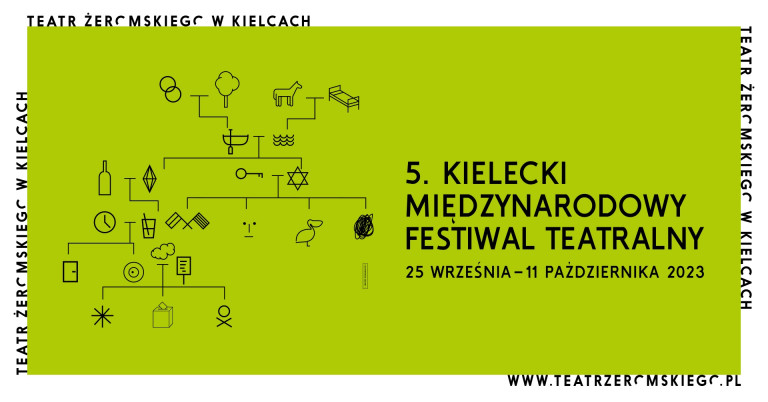 Plakat Festiwalu Teatralnego Nazwa Festiwalu Na Zielonym Tle