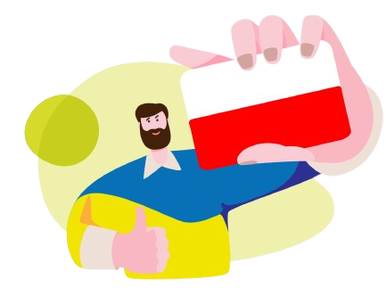 Grafika Na Której Znajduje Się Mężczyzna Z Kartą Polaka W Dłoni