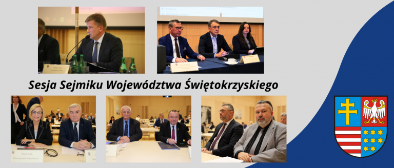 Grafika Zapowiadająca Sesję, Na Zdjęciu Prezydium Sejmiku I Zarząd Województwa