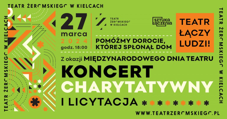 Napis Teatr łączy Ludzi Koncert Charytatywny