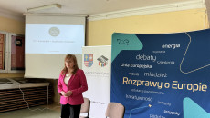 Młodzieżowego Sejmiku spotkania o Unii Europejskiej. Spotkanie w Zespole Szkół Zawodowych im. S, Staszica w Pińczowie z Anitą Koniusz, członek Zarządu Województwa.