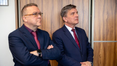Konferencja prasowa Andrzeja Prusia, członka Zarządu Województwa w sprawie systemu dynamicznej informacji pasażerskiej.
