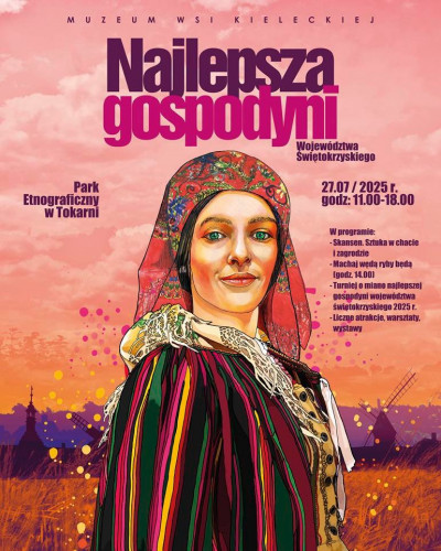 Kobieta W Stroju Ludowym I Napis Konkurs Na Njlepszą Gospodynię