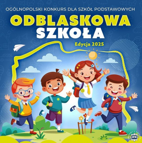 Odblaskowa Szkoły Dzieci Tornistrami W Tle Mapa Polski