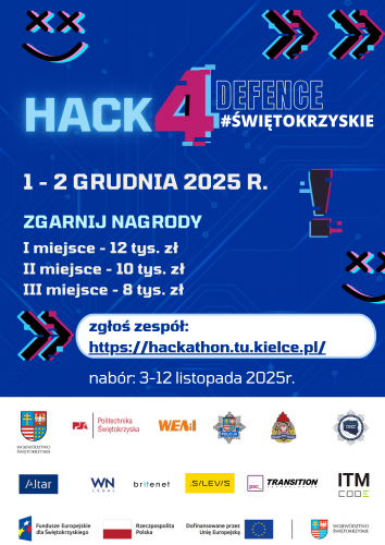 Plakat Konkursu Hack4defence Świętokrzyskie