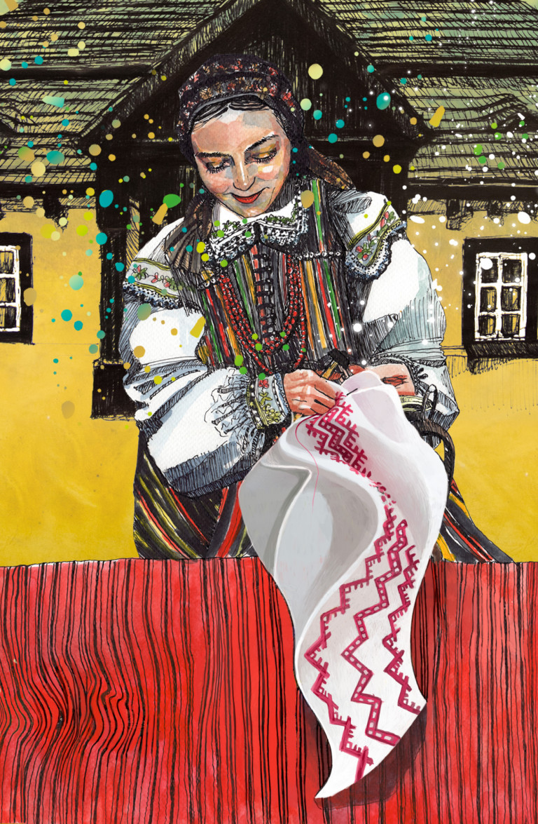 Kobieta Haftująca Obrus